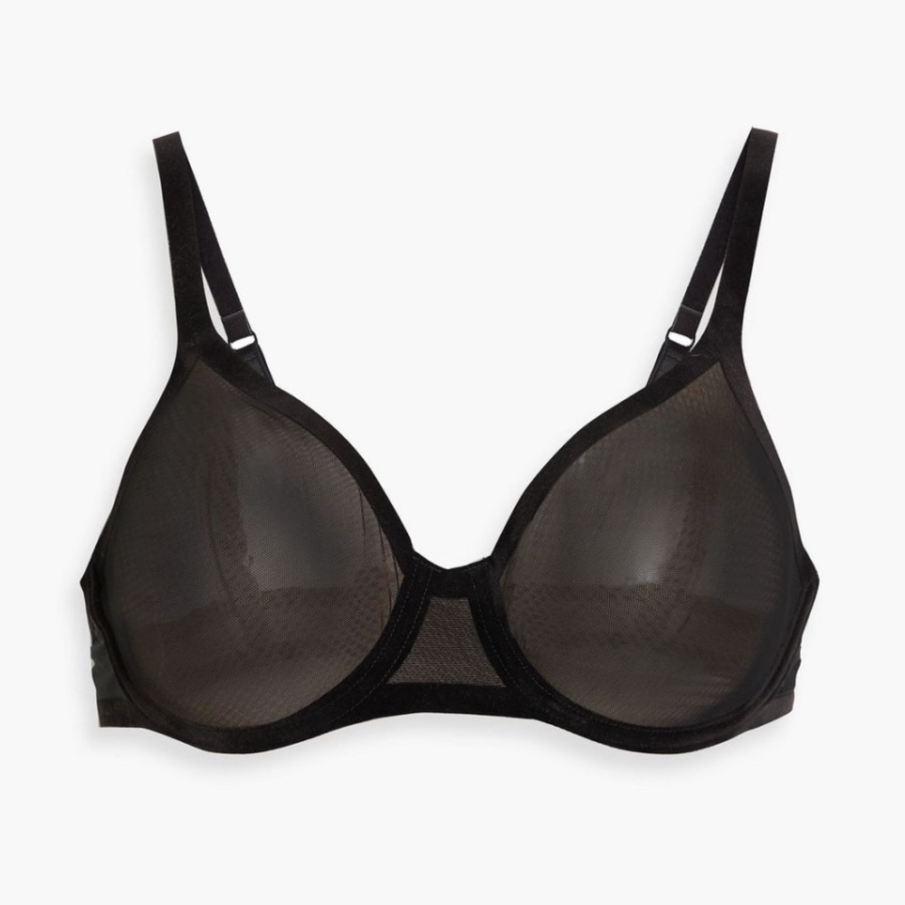 WOLFORD Velvet Trimmed Stretch Tulle Underwire Bra - Women’s Size 32B (EU 70B) - Picture 9 of 10